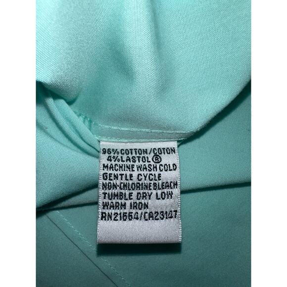 Talbots Shirt Wrinkle Resistant Stretch Size 10 Cyan Blue Button Up Long Sleeve - Picture 6 of 6